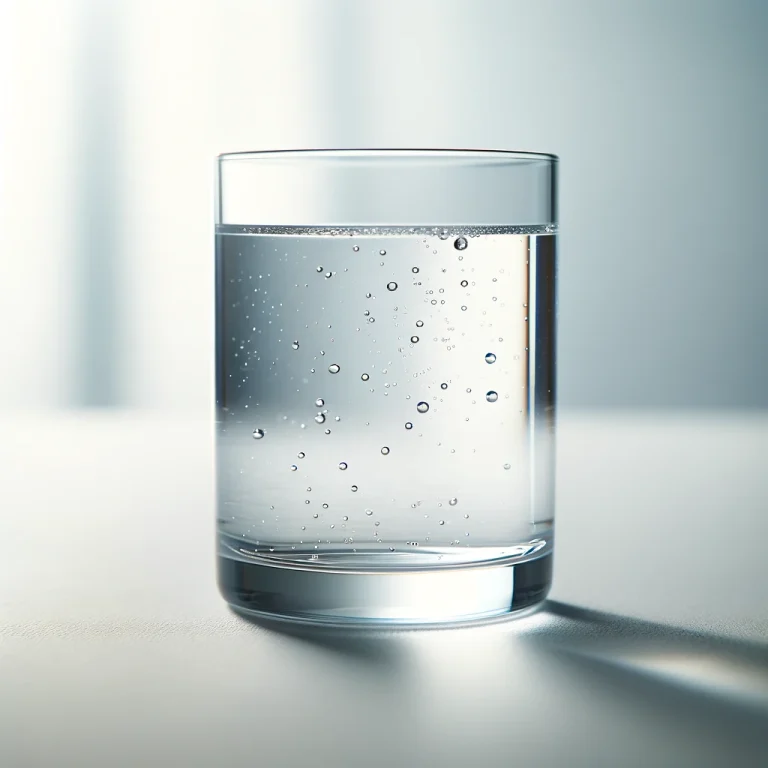یک لیوان آب تصفیه شده روی میز کار